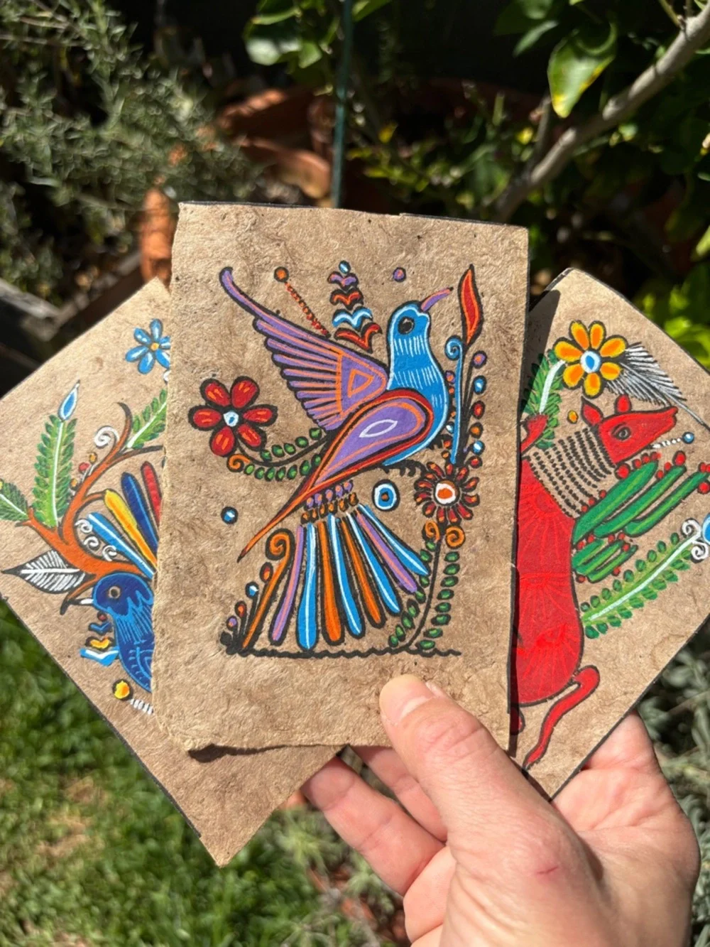Hand-Painted Folk Art Animal Panels - Colorful Bird & Fox Motifs from Guatemala - Picture 5 of 11